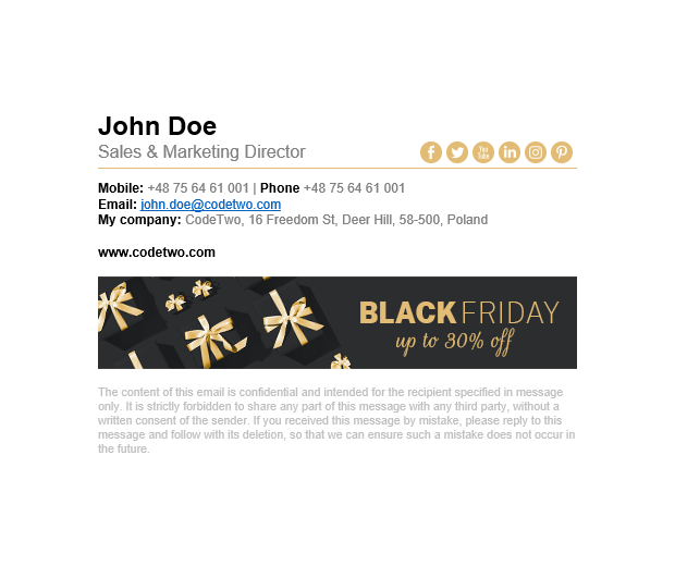 Email Signature template for Black Friday campaigns