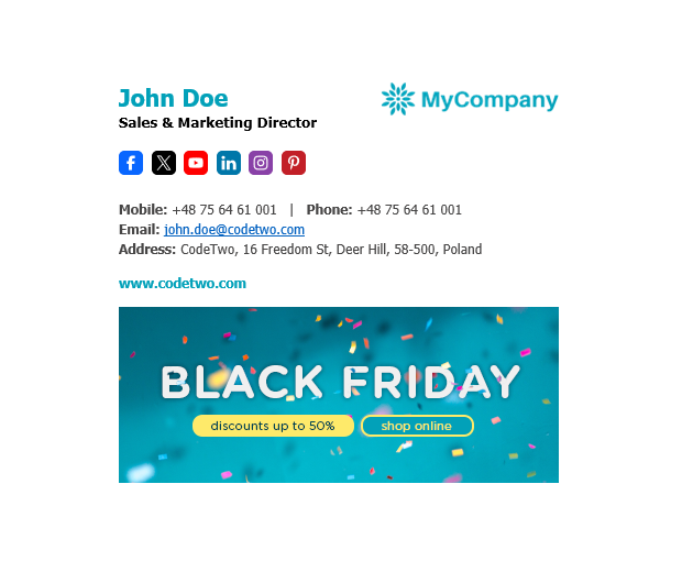 Black Friday signature template - Celebration time