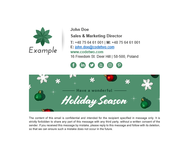 holiday email signature template