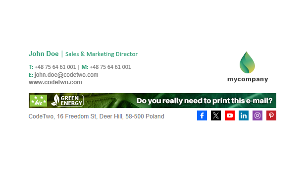Green energy – an eco-friendly email signature