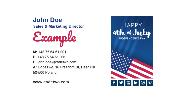 Happy 4th of July email signature template – Vertical style
