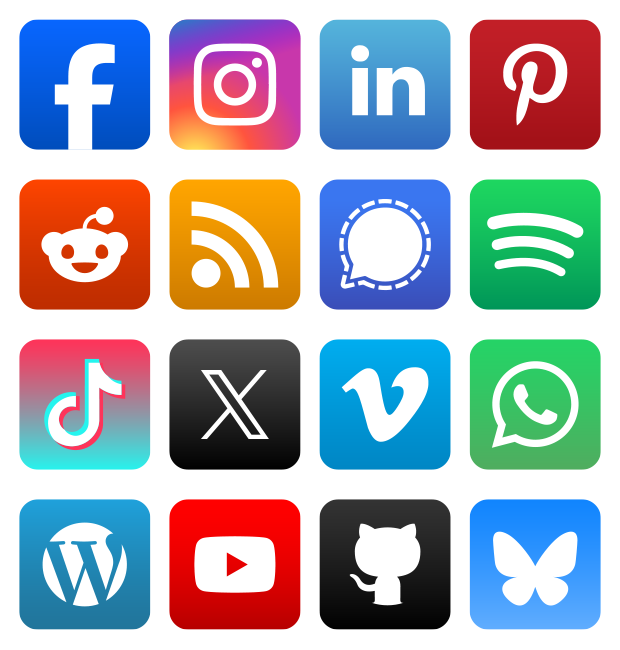 Free social media icons with square gradient background