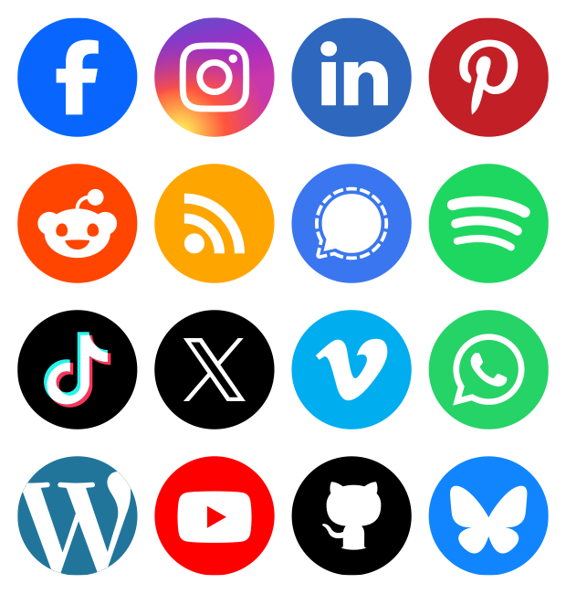 Social media icons with solid circle background - free download