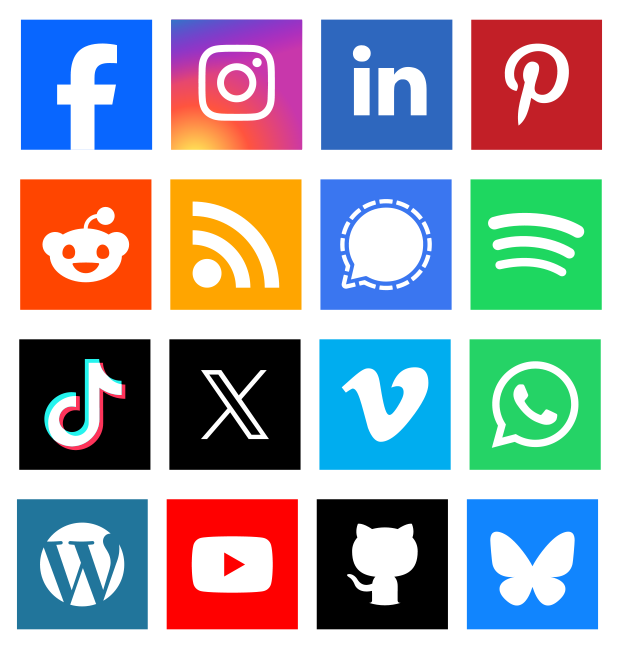 standard solid square social media icons