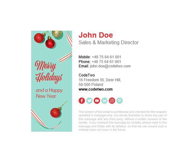 Free vintage Christmas email signature template