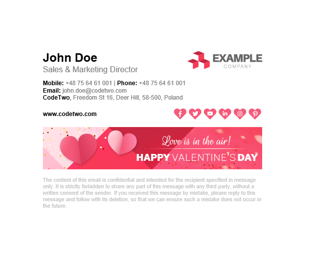 Free Valentine's Day signature template – Love is in the air