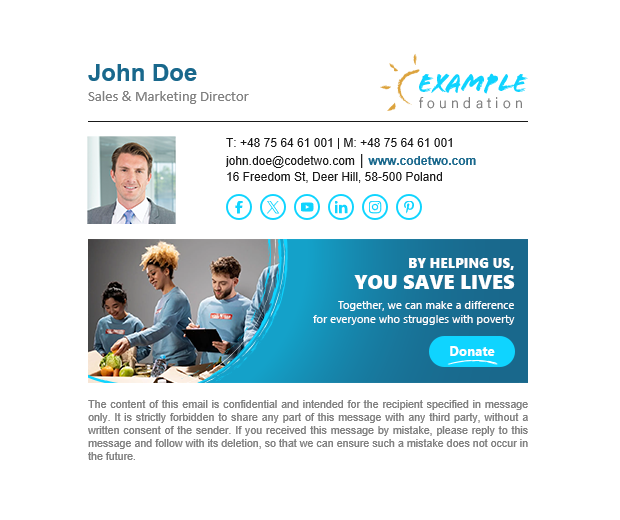 Email signature for a good cause