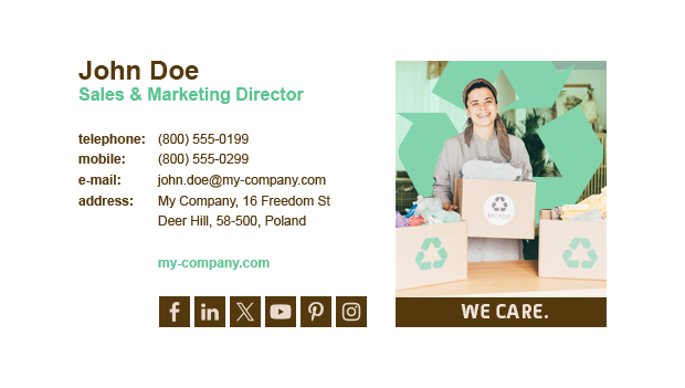 Email signature template promoting waste recycling initiatives
