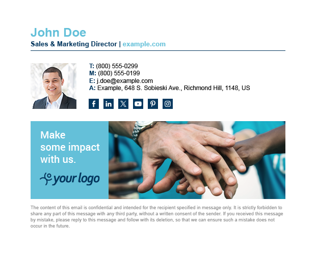 Email signature template to promote social CSR initiatives