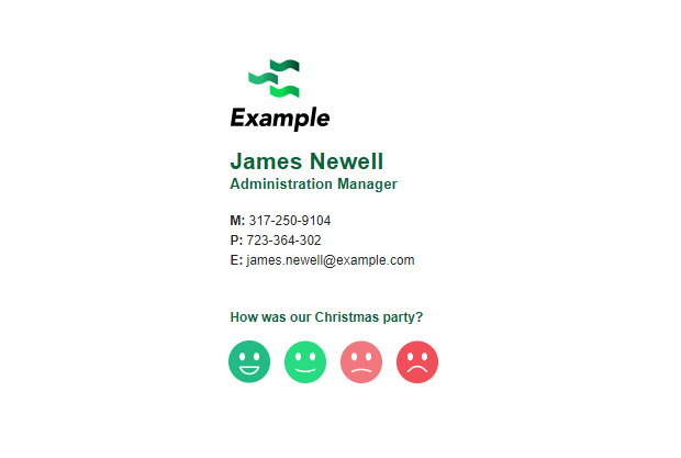 Advanced internal email signatures - one click surveys