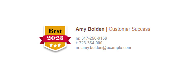 Sample 2023 email signature - best employee