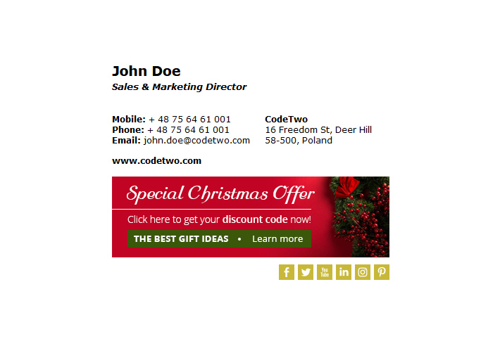 Christmas email signature template with well-balanced design
