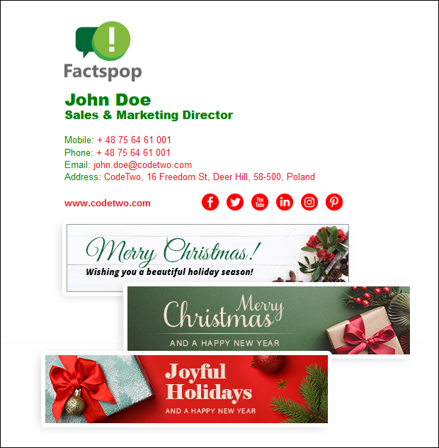 Signature template with Christmas banners