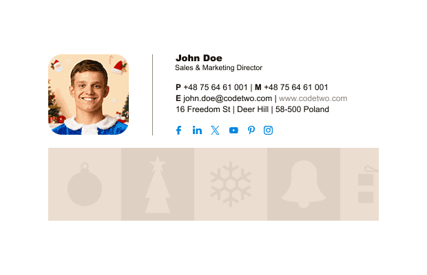 Signature template with a Happy Holidays animated banner