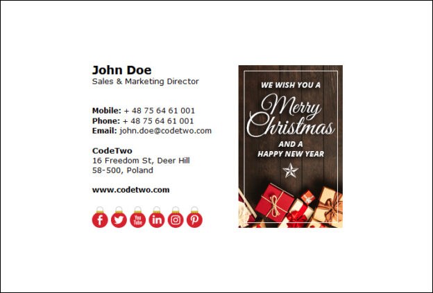 Signature template with a Merry Christmas banner
