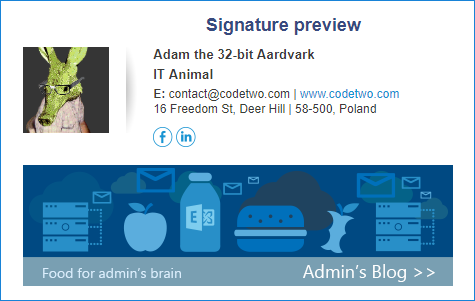 Email signature preview in free email signature generator