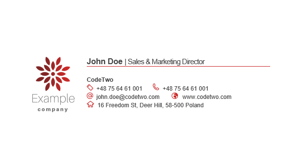 Minimalist email signature example – compact with large logo