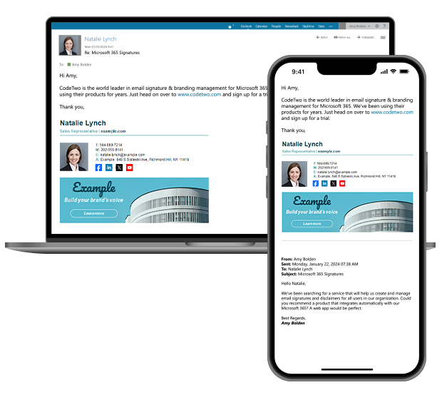 Mobile-first email signature example