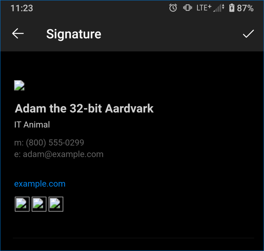 New mobile email signature in Outlook for Android