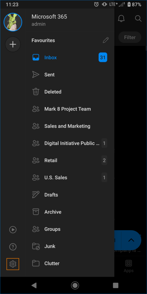 configuration mail free outlook android