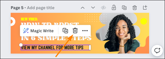 How to remove an element in the Canva editor