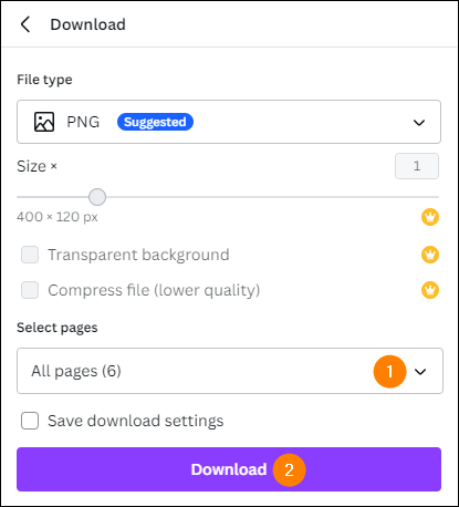 Choose which updated banners you want to download from Canva