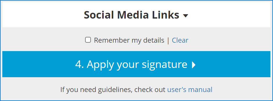 Free email signature creator - Remember my details off