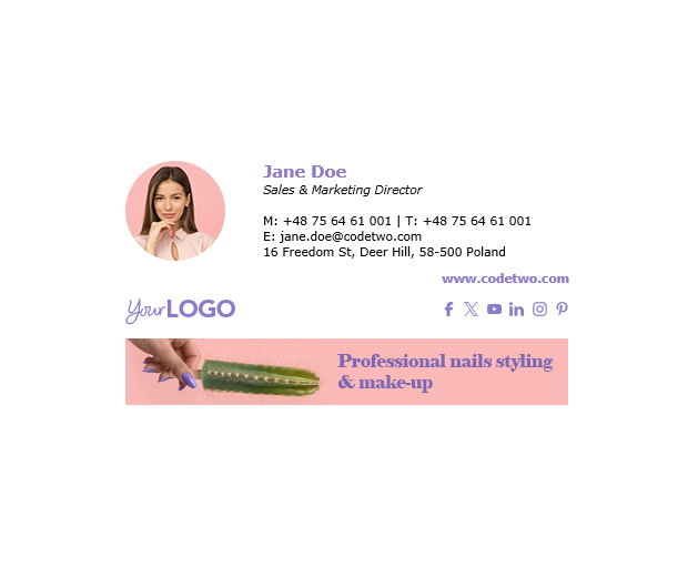 Sweet but professional free email signature template