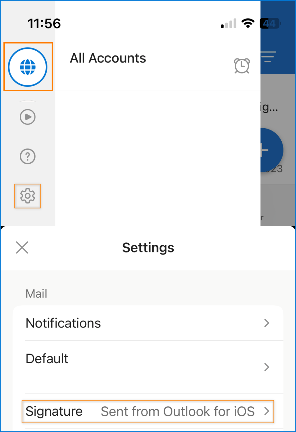 Outlook for IOS signature settings