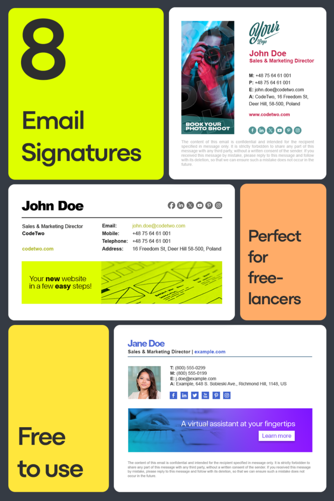 Freelancer email signature examples