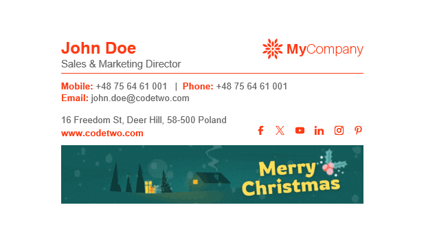 Let it snow free & animated Christmas email signature