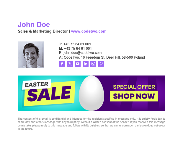 Great Easter Sale – a fresh email signature idea