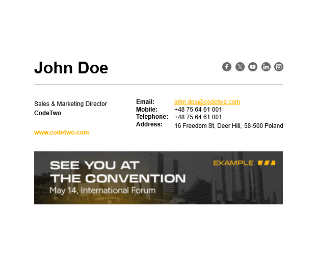 Event promo signature example