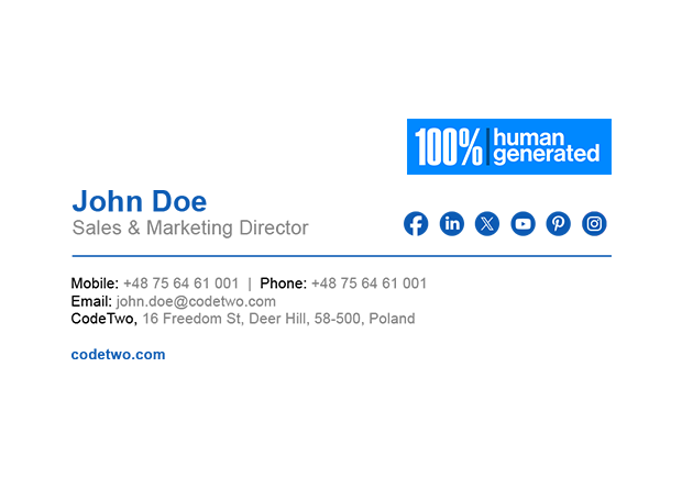 written by human badge email signature