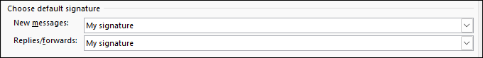 Classic Outlook for Windows: choose the default signature.