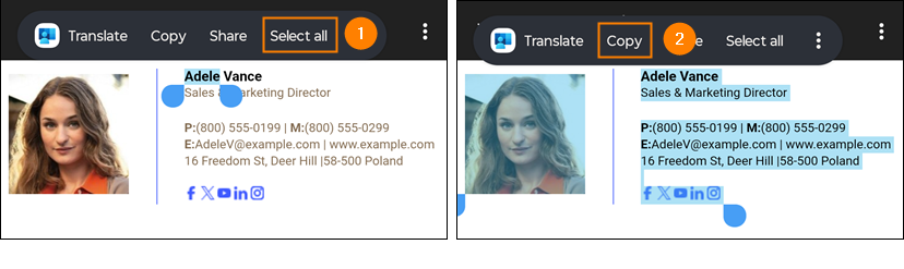 How to copy the HTML email signature on Android?