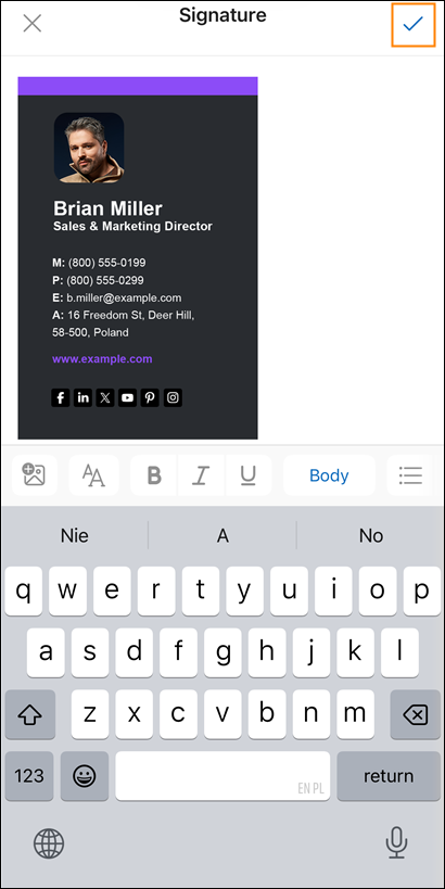 Adding a signature in Outlook for iOS