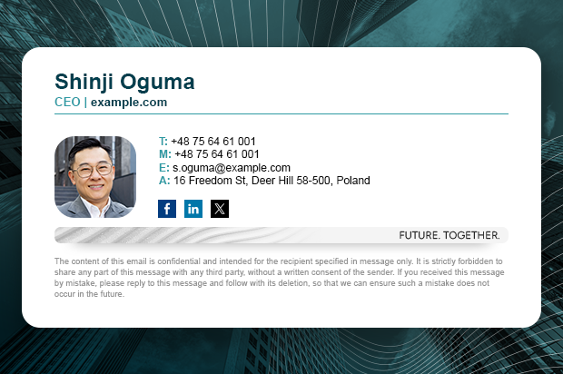 Email signature for a CEO