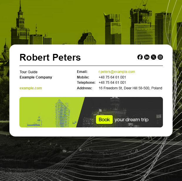 Email signature for a tour guide
