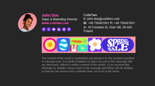 Animated spring – email signature design with a GIF banner