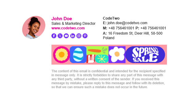 Animated spring – email signature design with a GIF banner