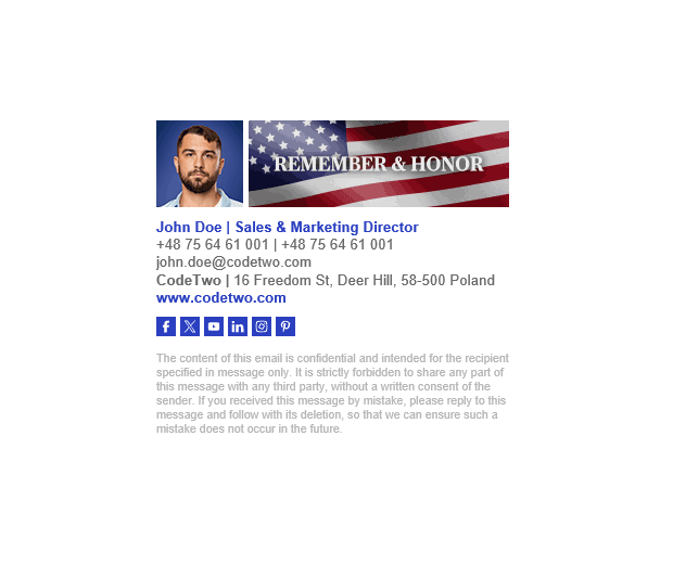 Remember and Honor – animated email signature for Memorial Day