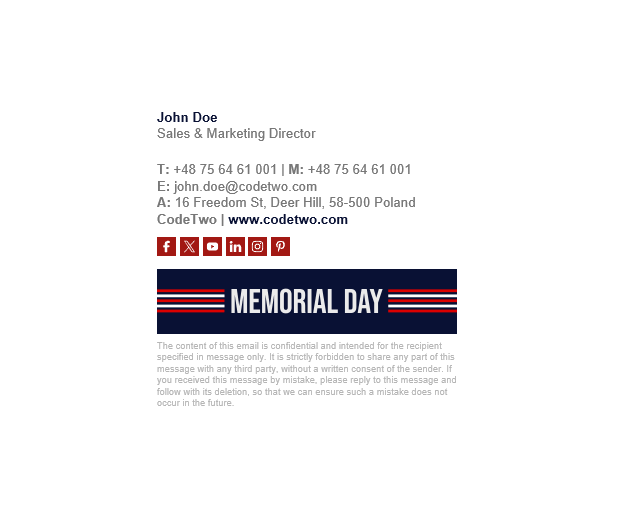 Heartfelt Memorial Day – email signature with GIF banner