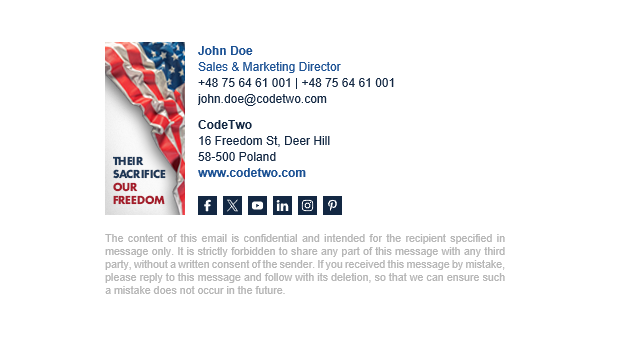 Thoughtful Memorial Day – mobile-friendly email signature