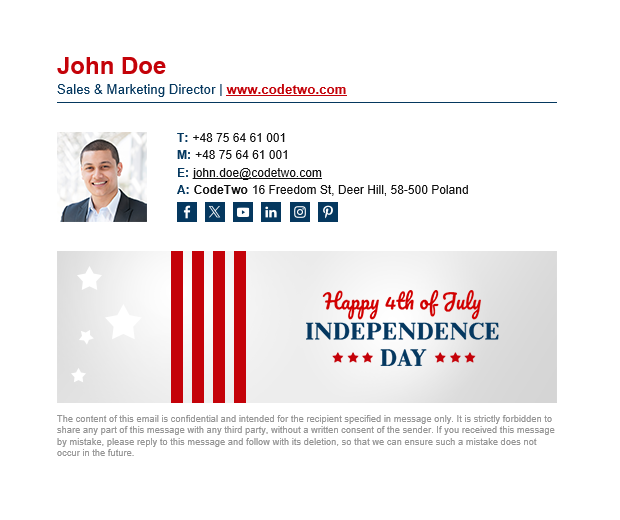 4th of July email signature example