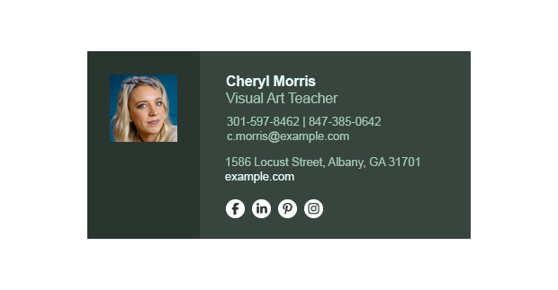 Sample teacher digital business card