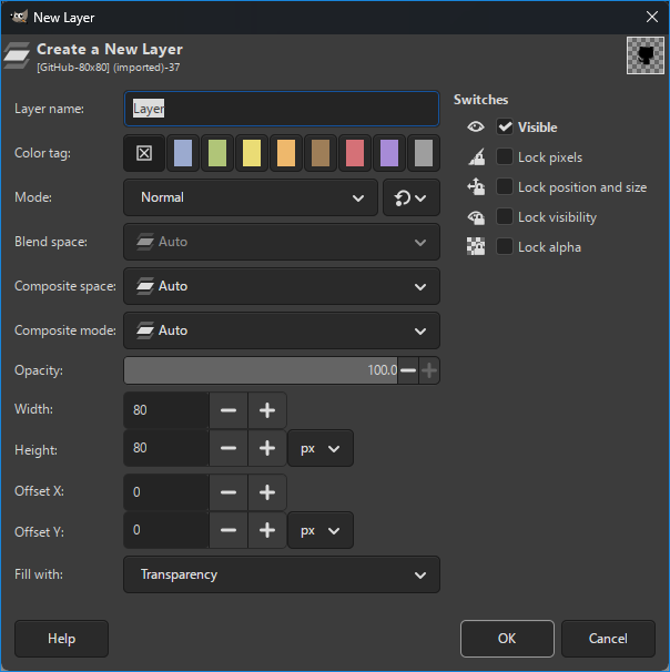 12 - New layer default settings
